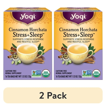 (2 pack) Yogi Cinnamon Horchata Stress + Sleep Organic Herbal Wellness Tea Bags 16 Count