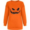 thumbnail image 3 of Sweatshirts Visage de Citrouille d'Halloween pour Femmes Manches Longues Surdimensionnées Col Rond Orange Pull Tops, 3 of 7