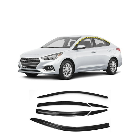 Northern Prime- Wind Deflectors & Visors/Rain Guards Compatible with Accent Sedan 2018-2022_Smoke Tinted Finish Tape-On Style (6Pcs)