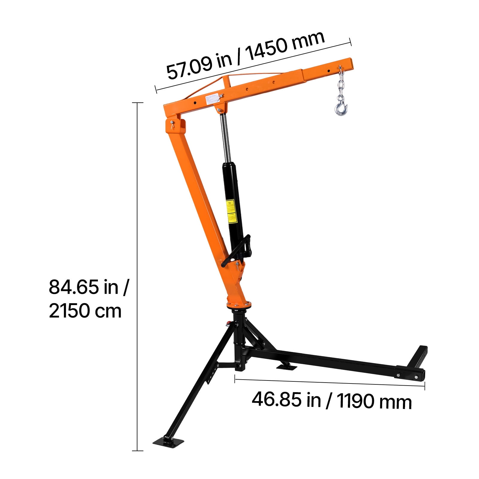 KFFKFF Truck Crane, 1500 lbs Capacity, Trailer Hitch Mounted with Manual Hydraulic System, 12T Hydraulic Jack, 360° Rotating Telescopic Boom, Foldable Design for Lifting Machinery and Lumber