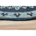 thumbnail image 5 of Laddha Home Designs 5' Blue and Yellow Floral Medallion Hand Hooked Round Area Throw Rug, 5 of 7