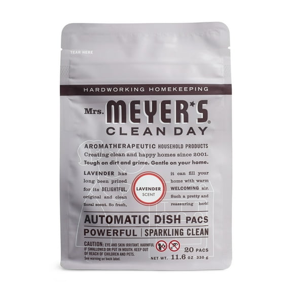 Mrs. Meyer’s Clean Day Automatic Dish Pacs, Dishwasher Pods, Lavender Scent, 20 Pods