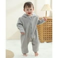 thumbnail image 3 of QUOTAY Baby Bear Kids Jumpsuit Outfit Girls Boys Winter Hooded Baby Romper Snowsuit 03_Grey,9-12 Months, 3 of 3