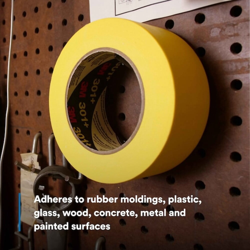 3M 301+ Performance Yellow Masking Tape, 1.5 Inches x 60 Yards