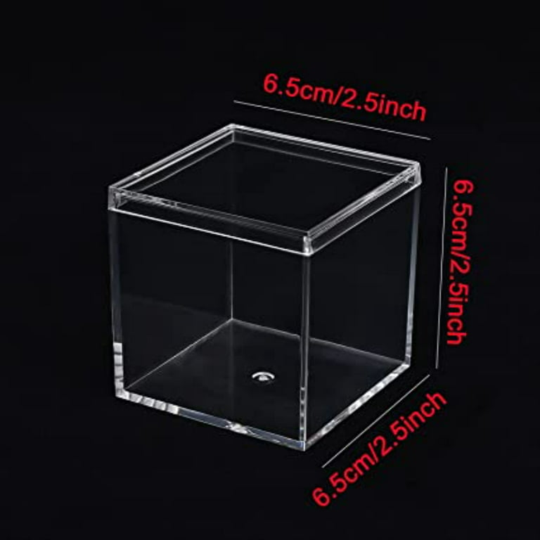CNKOO 4Pcs Acrylic Box Small Clear Acrylic Box, Small Plastic Square Cubes  with Lid, Storage Boxes, Organizer Containers for Candy Pills and Small