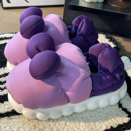 

CoCopeaunt Winter Plush Indoor Slippers Home Flat Floor Home Soft Bedroom Warm Home Anti-skid Thick Slippers Autumn and Winter Shoes