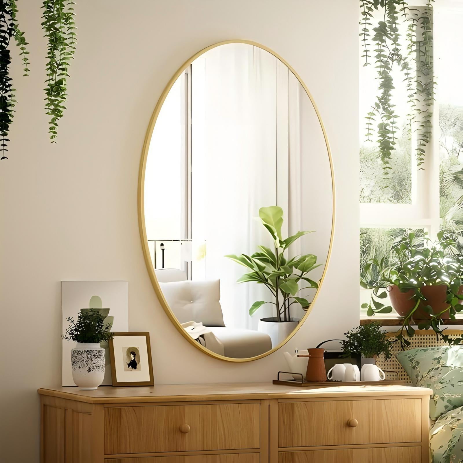 Mirstory Oval Bathroom Mirror 26"x38" Bathroom Vanity Mirror, Gold
