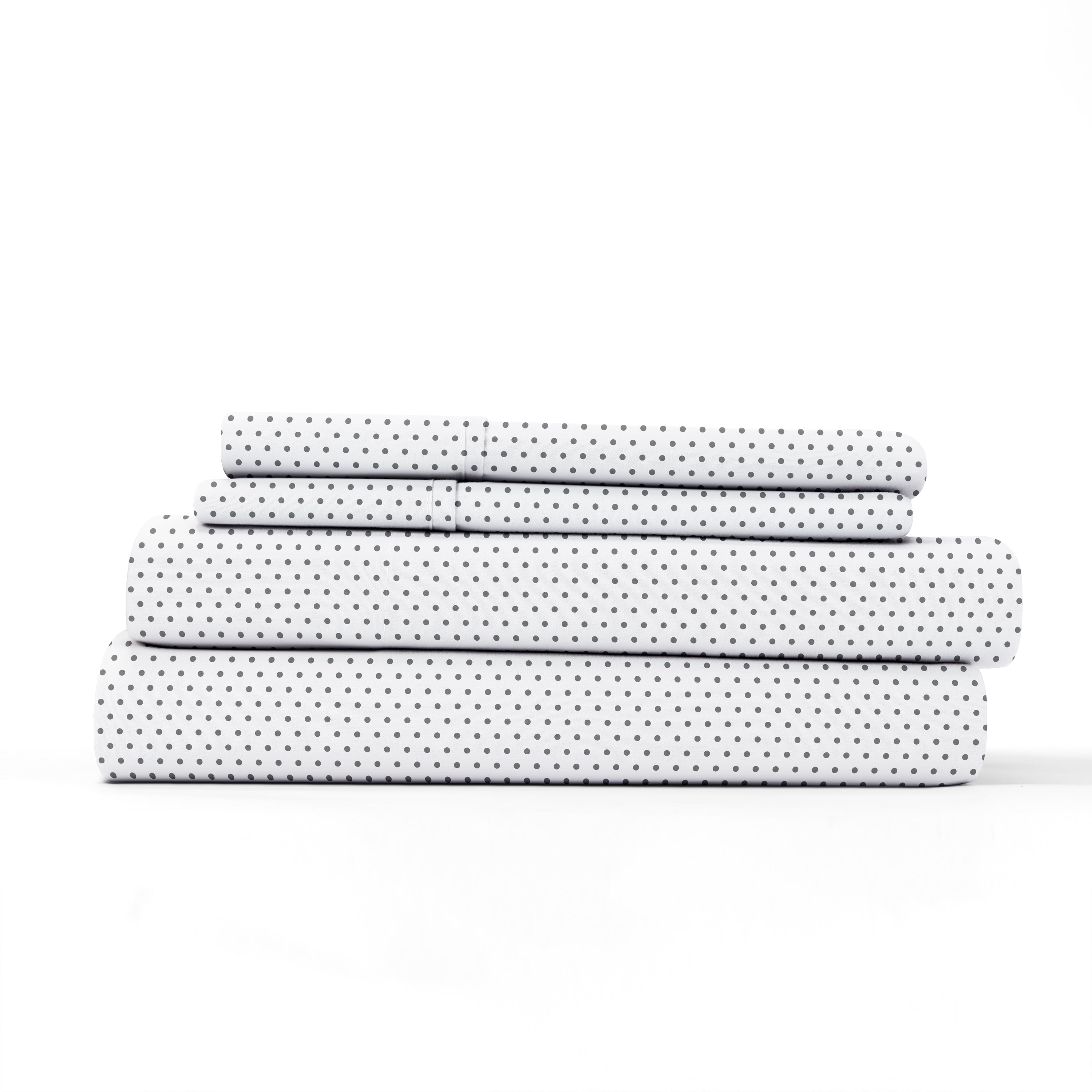 Noble Linens 4 Piece Pattern Microfiber Bed Sheets Set, Gray Stippled, King