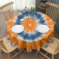 thumbnail image 3 of Orange Blue White Tie Dye Mandala Pattern Round Tablecloth 60"x60",Wrinkle Wipeable Table Cloth for Kitchen Dining Room Picnic Patio Party, 3 of 6