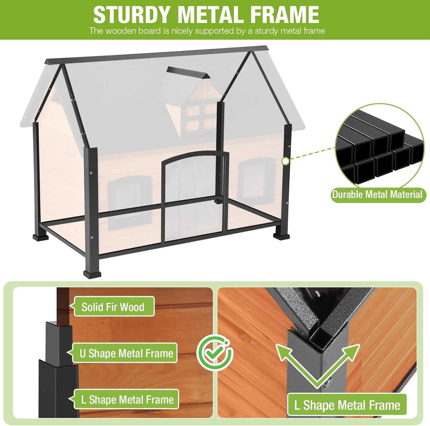 Aivituvin Extra Large Heated Dog House for Outside XL Insulated Dog House Outdoor Weatherproof with Safe Heating Pad, 6-Sided Thermal Liner, Chew-Proof Metal Frame for Medium to Large Dog Breeds