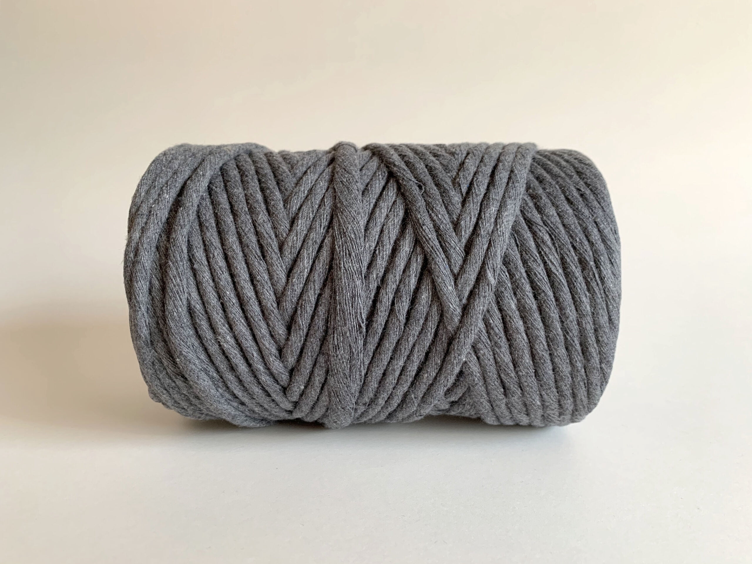6mm Single Strand Recycled Cotton Macrame String - Dark Gray