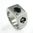 thumbnail image 3 of Mens Stainless Steel Ring, Poker Spade Ace, Black Silver #8, 3 of 8
