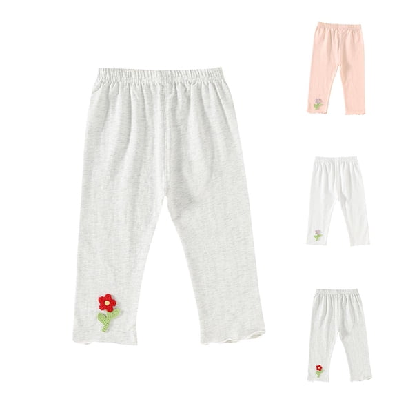 Antinious Children Girls Solid Knit Elastic Waist Outer Wear Cropped Pants 6-12M