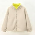 thumbnail image 2 of IVEYRTF Kids Winter Zipper Fleece Jacket Casual Cardigan for Boys and Girls Thick Warm Tops Soft Breathable Fabric Daily Wear Travel Home Holiday Outfit(Khaki,11-12 Years), 2 of 7