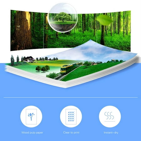 Professional 4R Size 100 Sheets Glossy Photo Paper 4.0 * 6.0 Inch 200gsm Waterproof Resistant High Gloss Finish Surface Quick Dry for Canon Epson HP Color Inkjet