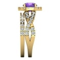 thumbnail image 3 of Clara Pucci 18K Yellow Gold Round Cut 1Ct Natural Amethyst Engagement Ring + Matching Band - Luxury Box Included, 3 of 7