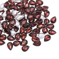Uxcell 100Pcs 13 x 18 mm Teardrop Rhinestones Acrylic Pointed Back Beads for Jewelry Making Wine Red