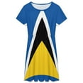 thumbnail image 3 of Saint Lucia Flag Dress Fashion Beach Short Sleeve Dresses Female Party Printed Sundress, 3 of 7