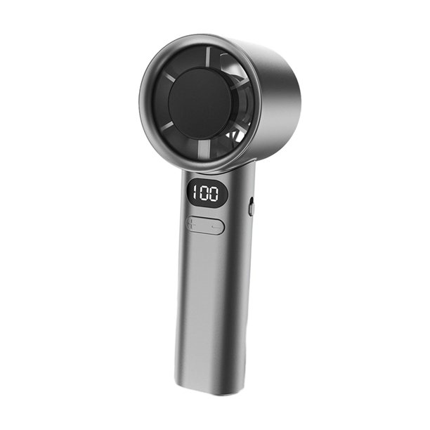 Ventilador de mano, pantalla digital LED personal, ligero, recargable, portátil para Gris oscuro