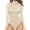 Beige, variant on Women Long Sleeve Turtleneck Bodysuit Stretchy Slim Fit Basic Leotard One Piece Top for Daily Wear Layering Pink XL