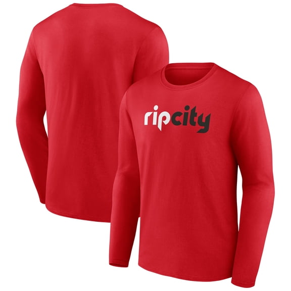 Men's  Red Portland Trail Blazers Alternate Logo Long Sleeve T-Shirt