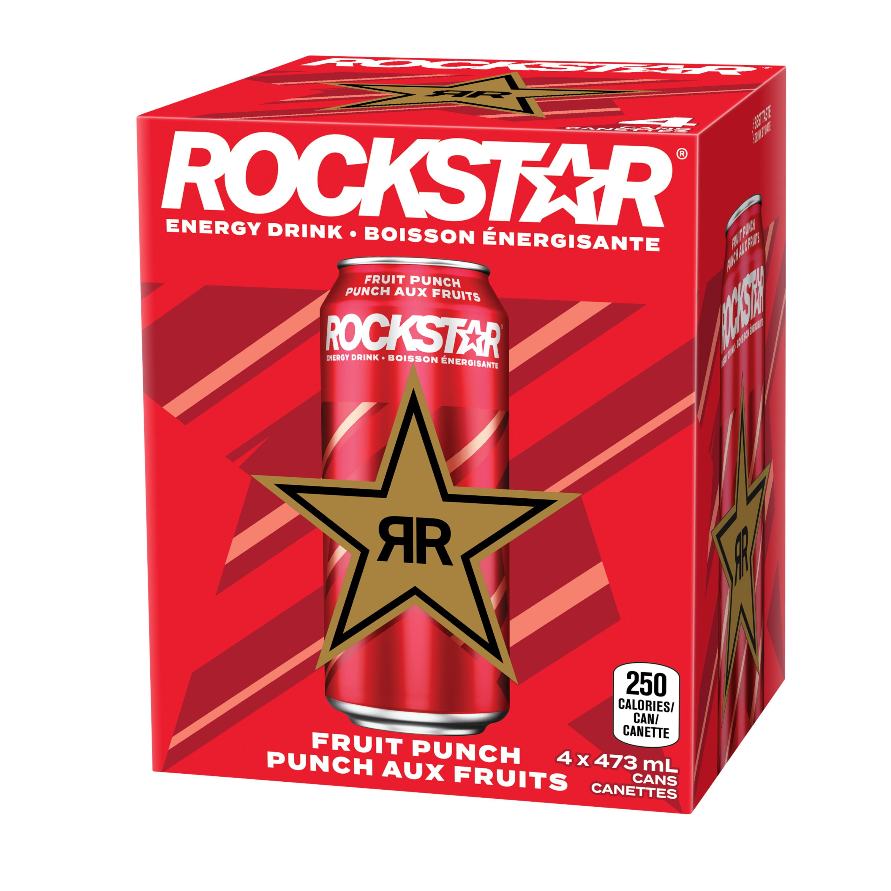 Rockstar Punched Fruit Punch Energy Drink 4 x 473 mL, Cans, 4x473ml