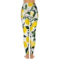 thumbnail image 3 of Lemons Leaves Flowers White Background Leggings Fitness Gym Yoga Pants High Waist Stretch Sports Tights Leggins, 3 of 6