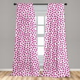 thumbnail image 5 of Ambesonne Pink Polka Dots Curtains, Asymmetric Rounds, Pair of 28"x63", Pink and White, 5 of 5