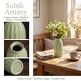 thumbnail image 2 of Unique Bargains Small Ceramic Vase Matte Ribbed Decorative Flower Vase for Bathroom Green, 2 of 5