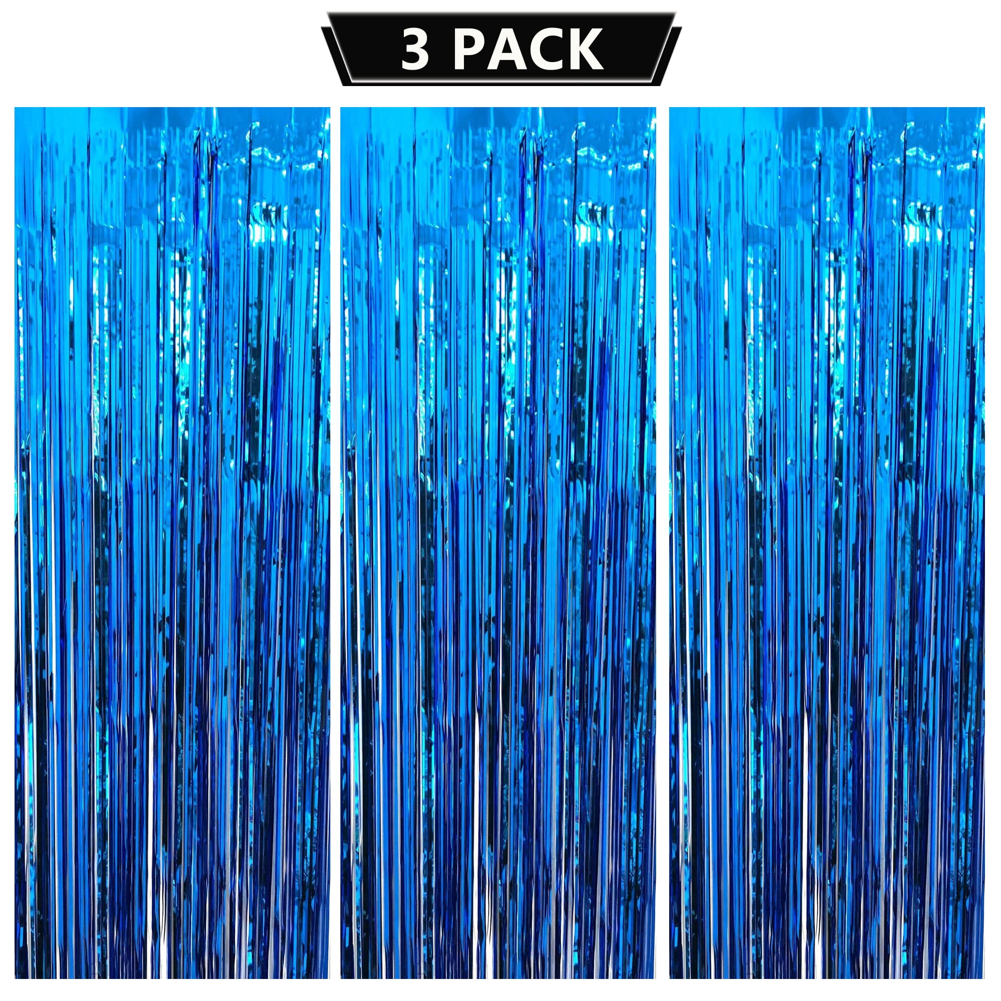 MEHOFOND 2 Pack 3.3x6.6ft Royal Blue Foil Fringe Backdrop Curtain Blue  Streamers Party Decorations Metallic Tinsel Fringe Backdrop for Birthday