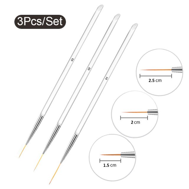 Juego de pinceles para delineador de uñas con rayas francesas acrílicas, 3 uds., puntas 3D para manicura, bolígrafo de dibujo ultrafino, pinceles de Gel UV, herramientas de pintura Tan Jianjun unisex