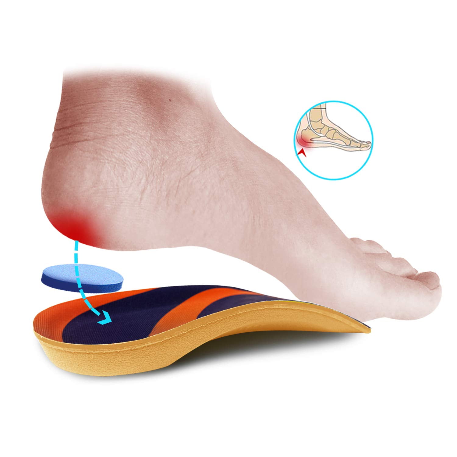PCSsole 3 4 Length Comfort Orthotic Shoe Inserts for Flat Feet Plantar Fasciitis Heel Spur Heel Pain Mild Arch Support Memory Foam Insoles for Men and Women Walmart