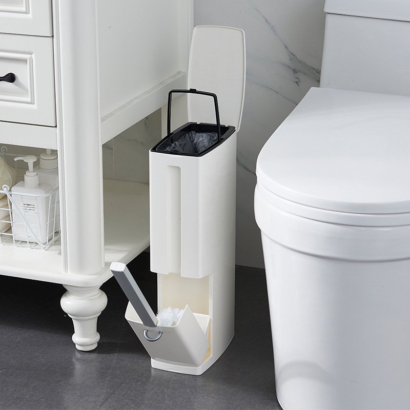 3 in 1 Multipurpose Trash Can Bathroom Garbage Bin Toilet Waste Dustbin with Brush , Toliet