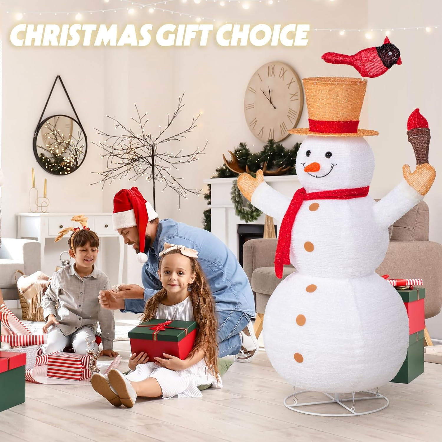 NALONE 5FT Lighted Snowman Christmas Decor, 200 LED Lights