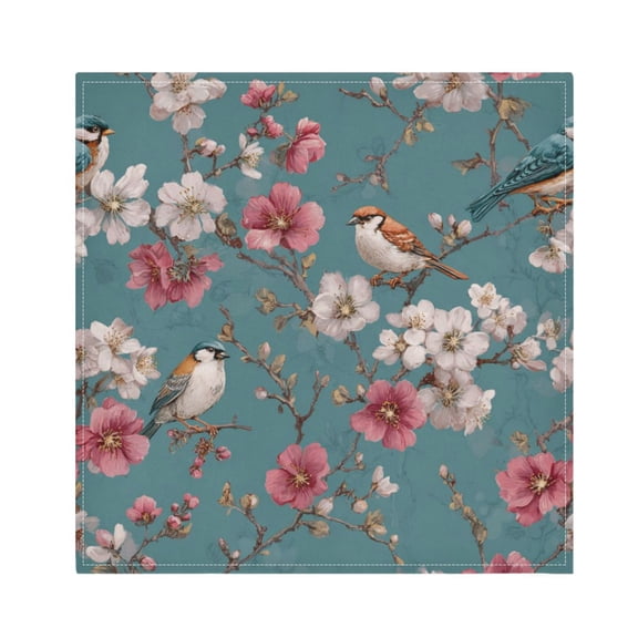1 Pack 20'' x20" Satin Table Napkins Dinner Napkins for wedding Party Decoration events Birds and Cherry Pattern