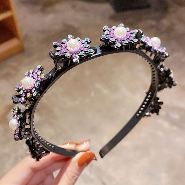 Diademas para mujer, diadema cuadrada con perlas y diamantes de imitación, horquilla rota, accesorios para el cabello, una banda