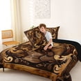 thumbnail image 4 of jejeloiu Vintage Fishing Full Size Comforter Sets,Pike Fish Print Bedding Comforter Set For Boys,Brown Black,Black Reversible,3 Pieces,1 Comforter and 2 Pillowcases, 4 of 7