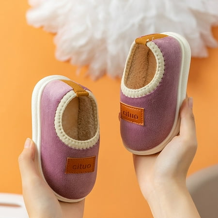 

dyfzdhu slippers childrens girl fuzzy shoes solid color fashion soft sole winter warm indoor non slip fuzzy shoes