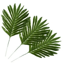 HUIANER 30Pcs Faux Palm Leaves with Stems Artificial Tropical Plant Safari Leaves Hawaiian Party Suppliers Jungle Beach Birthday Leave Table Decorations