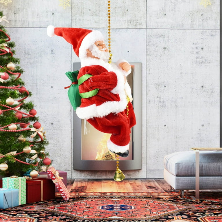 Electric Climbing Santa Claus Decoration Santa Claus Climbing Rope Ladder Parachute Somersault Musical Santa Climbing Ladder Plush Doll Figurine Christmas Tree Hanging Ornaments Toys Xmas Gift Walmart...