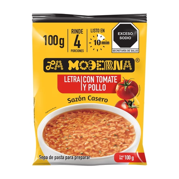 Sopa de letra La Moderna con tomate y pollo 100 g