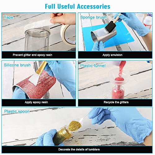 Bubble Buster Tool Heat Gun Silicone Brushes and 34 PCS Epoxy Resin Tools for DIY Craft Glitter Tumblers Sntieecr Epoxy Glitter Tumbler Turner Kits with Tumbler Turner Machine 12 PCS Glitter Powder 