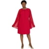 R&M Richards Women's Short Cape Dress, Red, 14W