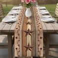 thumbnail image 4 of Western Texas Star Retro Table Runner - 60 Inch Long Vintage Farmhouse Berry Brown Wood Cotton and Linen Blended Dress Scarves Farmhouse Table Runner for Kitchen Dining, Coffee Table, 13" x 60", 4 of 8