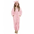 thumbnail image 4 of Diufon Girls Fleece Zip Up Jumpsuits Kids Hooded Rompers Fuzzy Cute Fall Winter Warm Zipper Sleepwear, 4 of 8