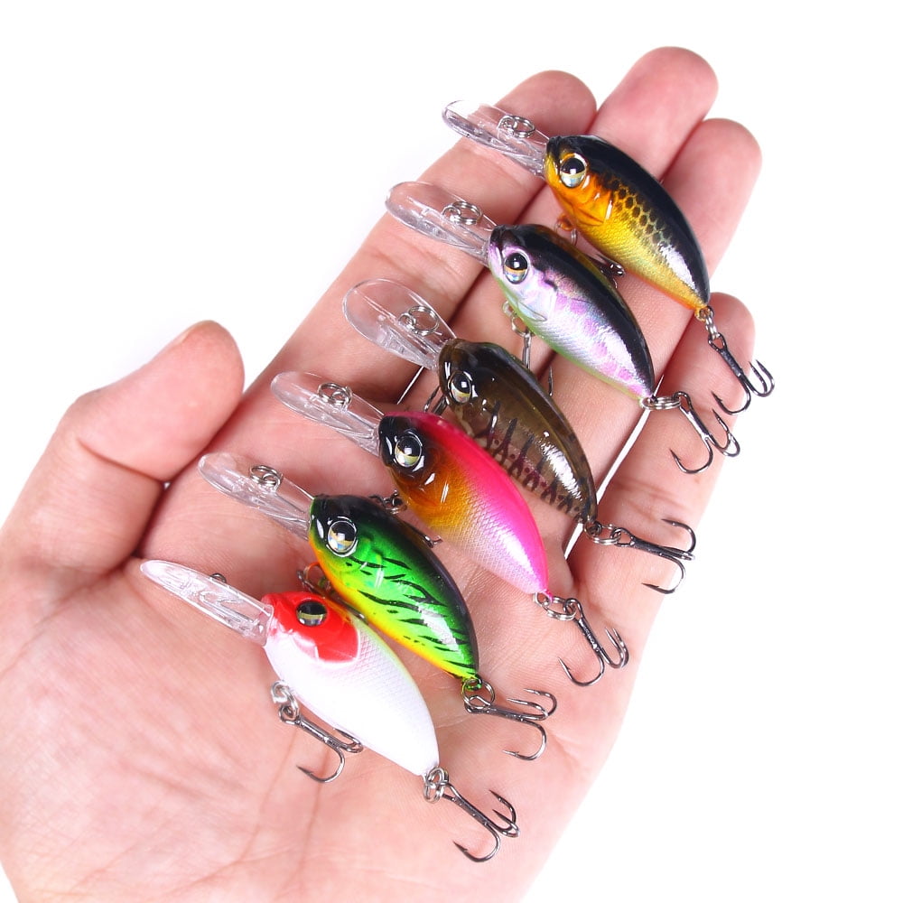 HENGJIA Fishing Lures, 6pcs Crankbaits Fishing Lure Set 6cm 5g Shallow Deep Dving Fishing Hard Baits for Bass Trout Freshwater and Saltwater