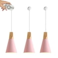 thumbnail image 1 of FSLiving Remote Control Pendant Light 3 Lights H-Type Track Pendant Lamps Scandinavian Style Pendant Lights for Kitchen Hanging Lamp Modern Wood and Aluminium Light Customizable - Pink, 1 of 7