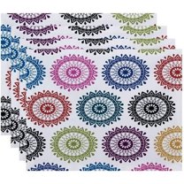 Simply Daisy 18" x 14" Groovy Geometric Print Placemats, Set of 4