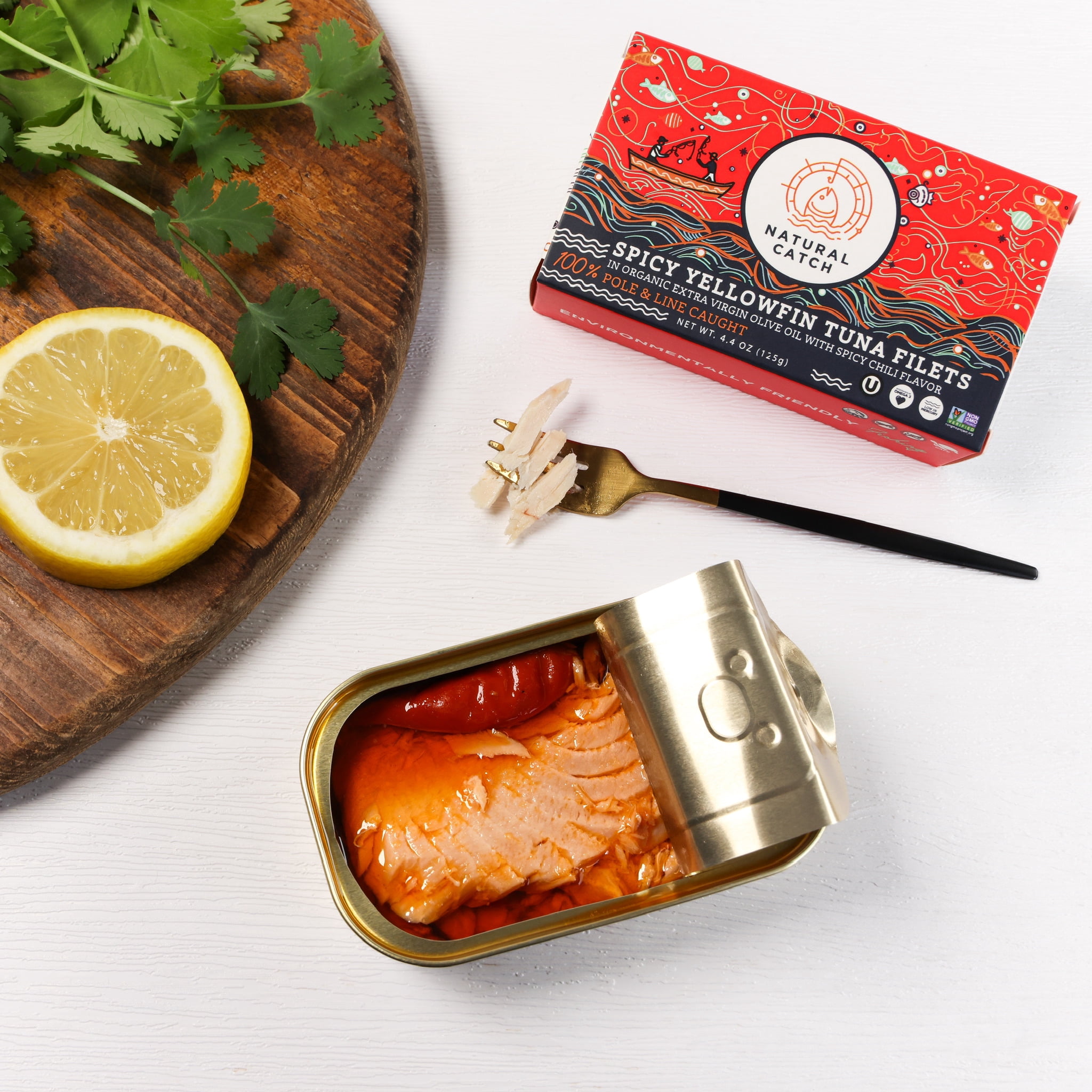 (2 pack) Natural Catch Spicy Chili Yellowfin Tuna in Organic Extra Virgin Olive Oil 4.4 oz