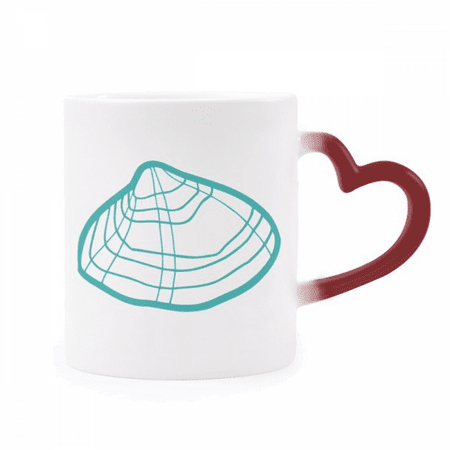 

Marine Life Scallop Green Illustration Heat Sensitive Mug Red Color Changing Stoneware Cup